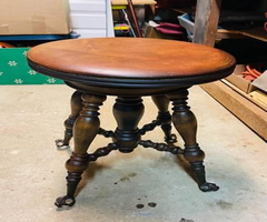 Antique Piano Stool w/Glass Ball and Claw Feet